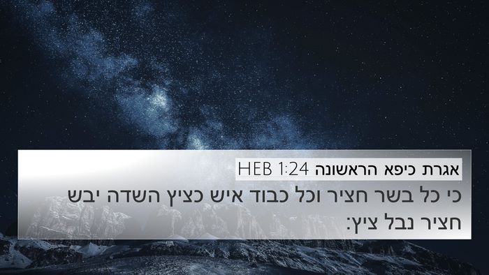 אגרת כיפא הראשונה 1:24 HEB 4K Wallpaper - כי כל בשר חציר וכל כבוד איש - 4K Wallpaper Bible Verse