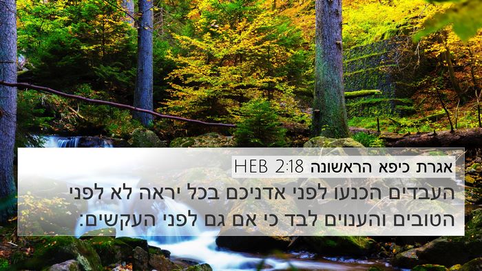 אגרת כיפא הראשונה 2:18 HEB 4K Wallpaper - העבדים הכנעו לפני אדניכם - 4K Wallpaper Bible Verse