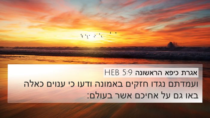 אגרת כיפא הראשונה 5:9 HEB 4K Wallpaper - ועמדתם נגדו חזקים באמונה - 4K Wallpaper Bible Verse