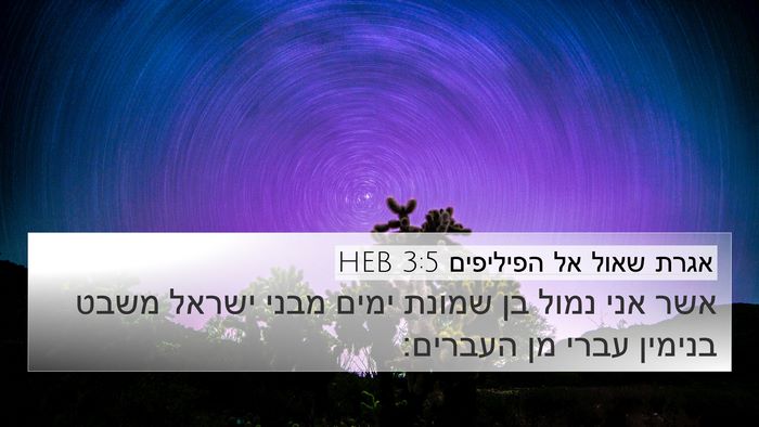 אגרת שאול אל הפיליפים 3:5 HEB Bible Verse Image