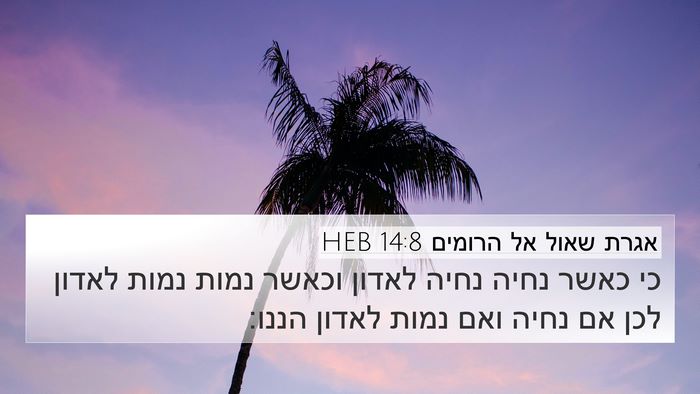 אגרת שאול אל הרומים 14:8 HEB Bible Verse Image