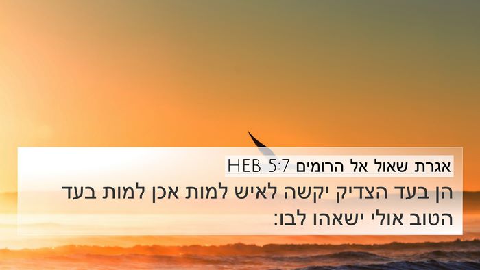 אגרת שאול אל הרומים 5:7 HEB Bible Verse Image