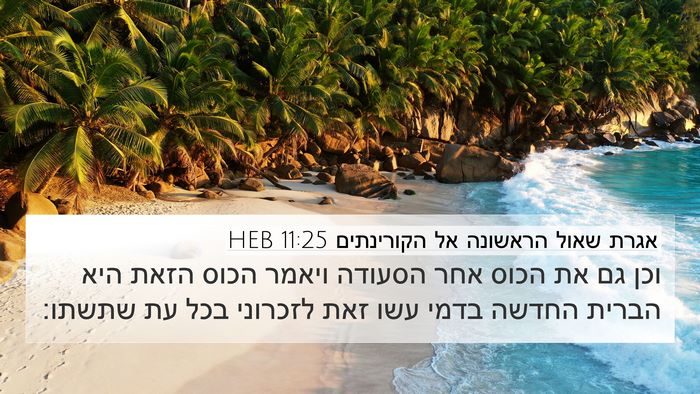 אגרת שאול הראשונה אל הקורינתים 11:25 HEB Bible Verse Image