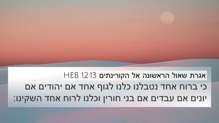 אגרת שאול הראשונה אל הקורינתים 12:13 HEB Bible Verse Image