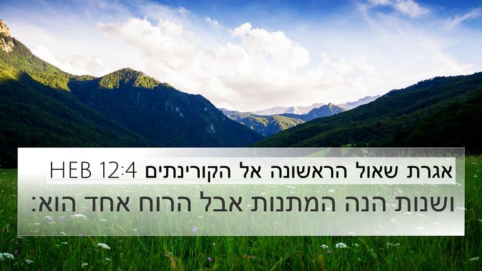 אגרת שאול הראשונה אל הקורינתים 12:4 HEB Bible Verse Image