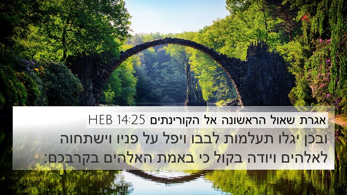 אגרת שאול הראשונה אל הקורינתים 14:25 HEB Bible Verse Image