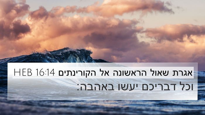 אגרת שאול הראשונה אל הקורינתים 16:14 HEB Bible Verse Image
