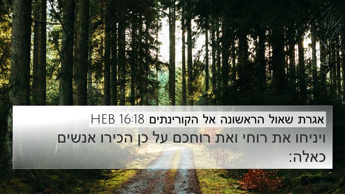 אגרת שאול הראשונה אל הקורינתים 16:18 HEB 4K Wallpaper - ויניחו את רוחי ואת רוחכם על - 4K Wallpaper Bible Verse