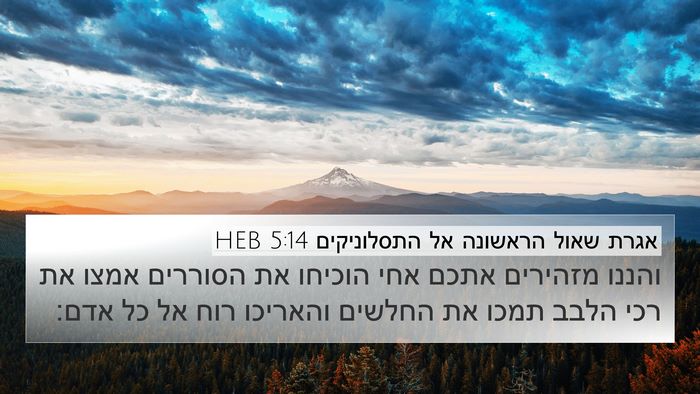 אגרת שאול הראשונה אל התסלוניקים 5:14 HEB Bible Verse Image