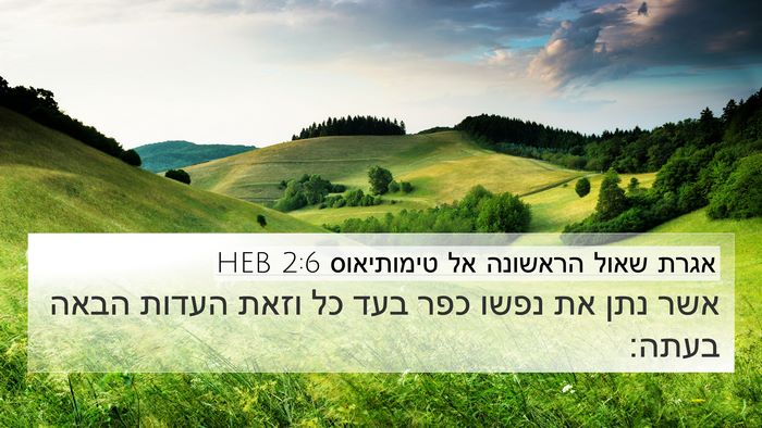 אגרת שאול הראשונה אל טימותיאוס 2:6 HEB Bible Verse Image