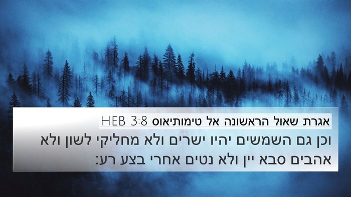 אגרת שאול הראשונה אל טימותיאוס 3:8 HEB Bible Verse Image