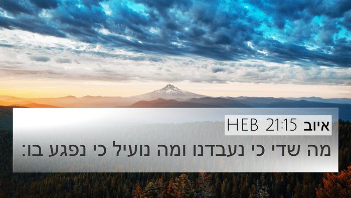 איוב 21:15 HEB Bible Verse Image