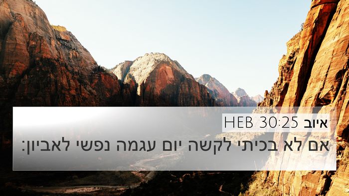 איוב 30:25 HEB 4K Wallpaper - אם לא בכיתי לקשה יום עגמה - 4K Wallpaper Bible Verse