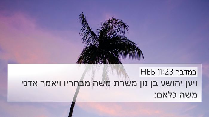 במדבר 11:28 HEB 4K Wallpaper - ויען יהושע בן נון משרת משה - 4K Wallpaper Bible Verse