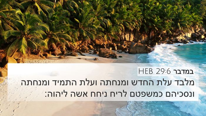 במדבר 29:6 HEB 4K Wallpaper - מלבד עלת החדש ומנחתה ועלת - 4K Wallpaper Bible Verse