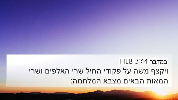 במדבר 31:14 HEB 4K Wallpaper - ויקצף משה על פקודי החיל שרי - 4K Wallpaper Bible Verse