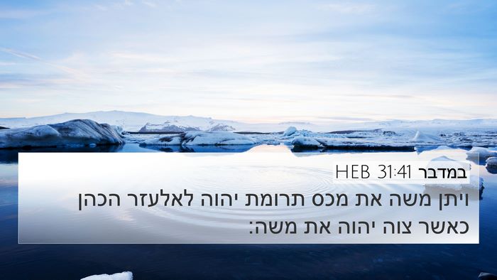 במדבר 31:41 HEB 4K Wallpaper - ויתן משה את מכס תרומת יהוה - 4K Wallpaper Bible Verse