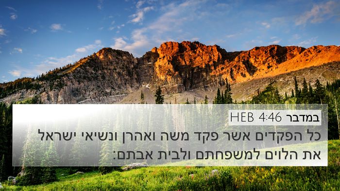 במדבר 4:46 HEB 4K Wallpaper - כל הפקדים אשר פקד משה ואהרן - 4K Wallpaper Bible Verse