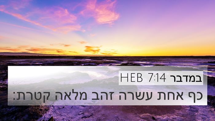 במדבר 7:14 HEB 4K Wallpaper - כף אחת עשרה זהב מלאה - 4K Wallpaper Bible Verse