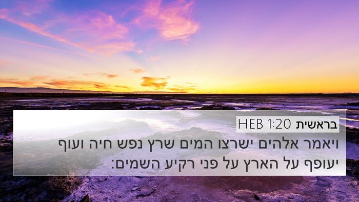 בראשית 1:20 HEB 4K Wallpaper - ויאמר אלהים ישרצו המים שרץ - 4K Wallpaper Bible Verse