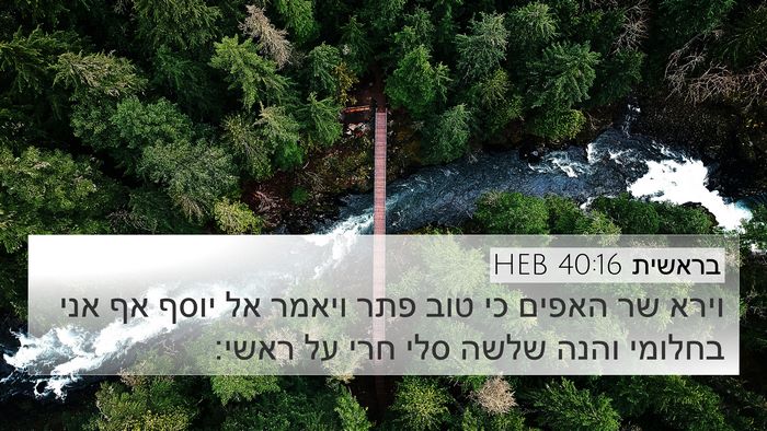 בראשית 40:16 HEB 4K Wallpaper - וירא שר האפים כי טוב פתר - 4K Wallpaper Bible Verse