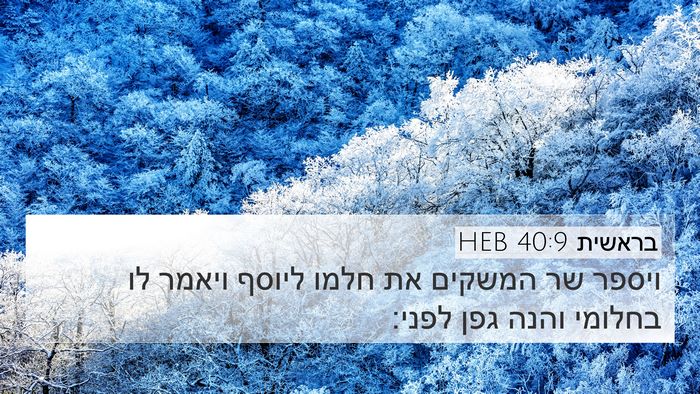 בראשית 40:9 HEB 4K Wallpaper - ויספר שר המשקים את חלמו - 4K Wallpaper Bible Verse