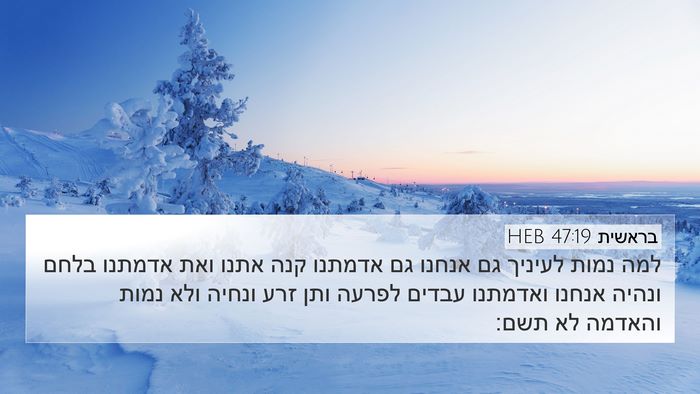 בראשית 47:19 HEB 4K Wallpaper - למה נמות לעיניך גם אנחנו גם - 4K Wallpaper Bible Verse
