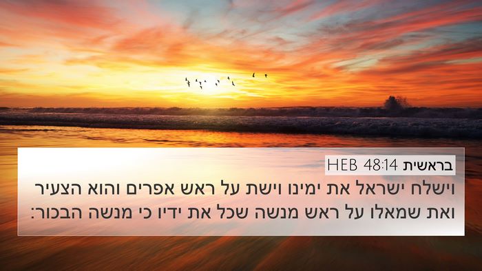 בראשית 48:14 HEB Bible Verse Image