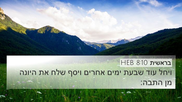 בראשית 8:10 HEB 4K Wallpaper - ויחל עוד שבעת ימים אחרים - 4K Wallpaper Bible Verse