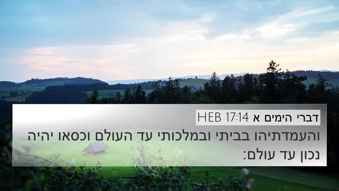 דברי הימים א 17:14 HEB 4K Wallpaper - והעמדתיהו בביתי ובמלכותי - 4K Wallpaper Bible Verse