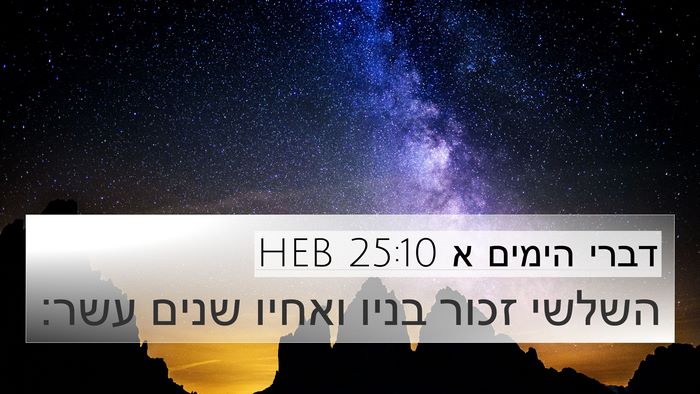 דברי הימים א 25:10 HEB 4K Wallpaper - השלשי זכור בניו ואחיו שנים - 4K Wallpaper Bible Verse