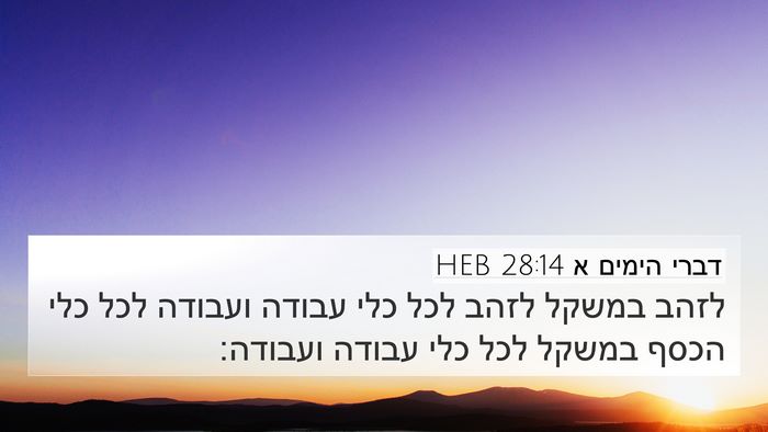 דברי הימים א 28:14 HEB Bible Verse Image