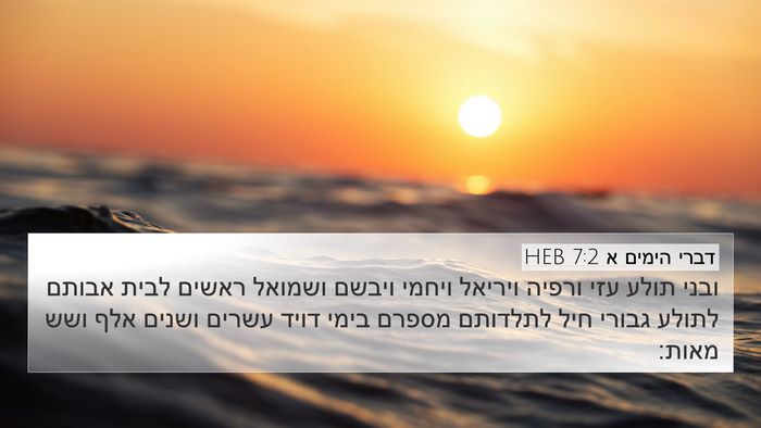 דברי הימים א 7:2 HEB 4K Wallpaper - ובני תולע עזי ורפיה ויריאל - 4K Wallpaper Bible Verse