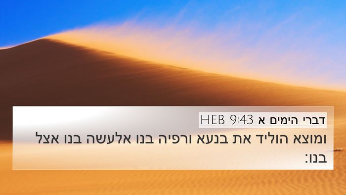 דברי הימים א 9:43 HEB 4K Wallpaper - ומוצא הוליד את בנעא ורפיה - 4K Wallpaper Bible Verse