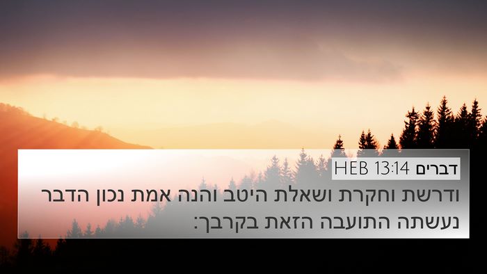 דברים 13:14 HEB Bible Verse Image