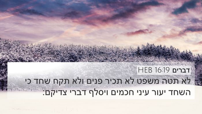 דברים 16:19 HEB Bible Verse Image