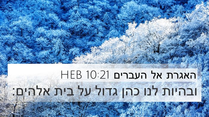 האגרת אל העברים 10:21 HEB Bible Verse Image