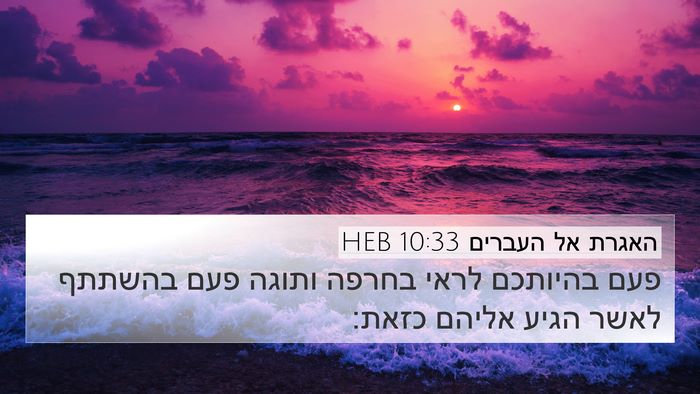 האגרת אל העברים 10:33 HEB Bible Verse Image