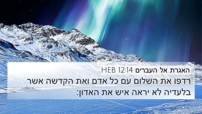 האגרת אל העברים 12:14 HEB Bible Verse Image