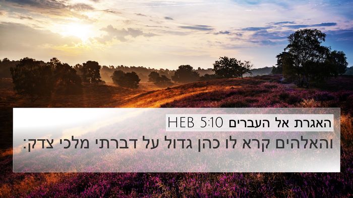 האגרת אל העברים 5:10 HEB 4K Wallpaper - והאלהים קרא לו כהן גדול על - 4K Wallpaper Bible Verse