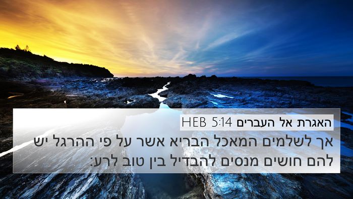 האגרת אל העברים 5:14 HEB Bible Verse Image