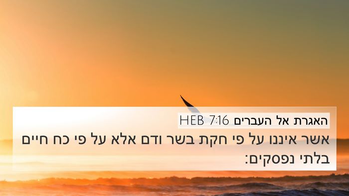 האגרת אל העברים 7:16 HEB 4K Wallpaper - אשר איננו על פי חקת בשר ודם - 4K Wallpaper Bible Verse