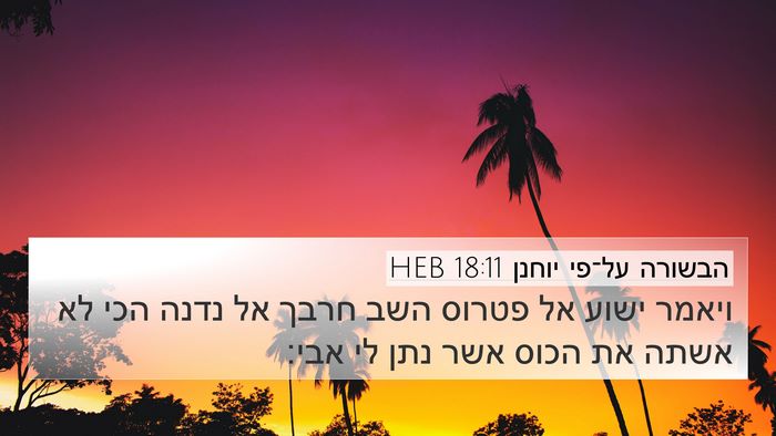 הבשורה על־פי יוחנן 18:11 HEB Bible Verse Image