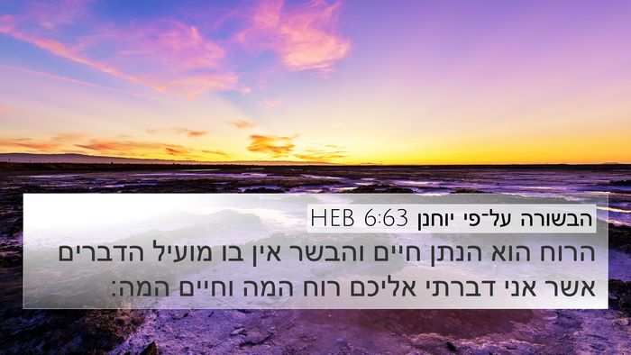 הבשורה על־פי יוחנן 6:63 HEB Bible Verse Image