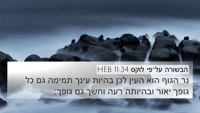 הבשורה על־פי לוקס 11:34 HEB 4K Wallpaper - נר הגוף הוא העין לכן בהיות - 4K Wallpaper Bible Verse