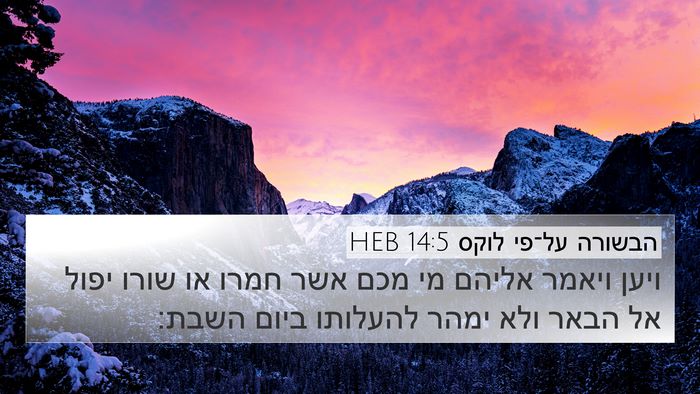 הבשורה על־פי לוקס 14:5 HEB Bible Verse Image