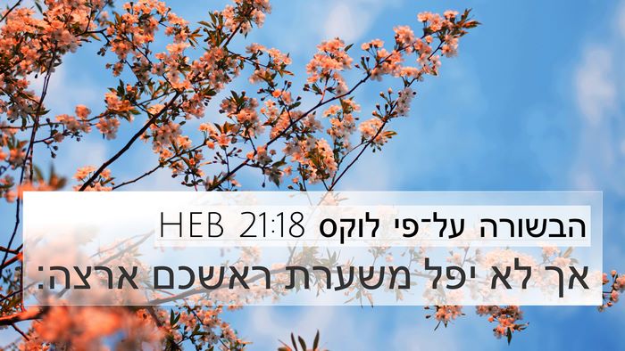 הבשורה על־פי לוקס 21:18 HEB Bible Verse Image