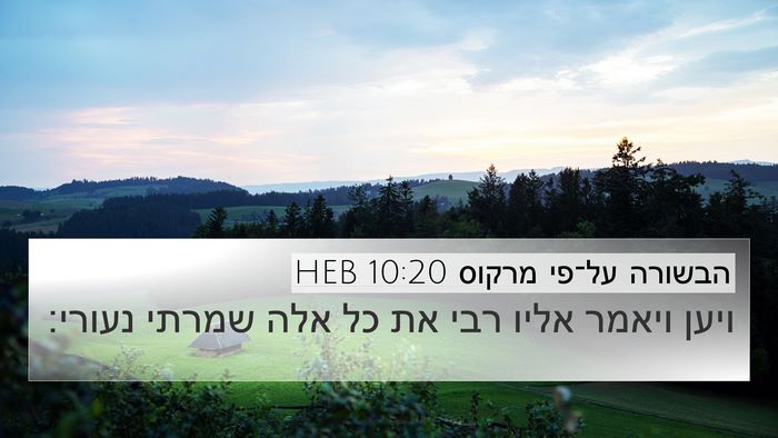 הבשורה על־פי מרקוס 10:20 HEB Bible Verse Image