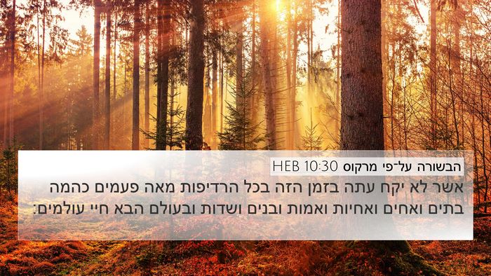 הבשורה על־פי מרקוס 10:30 HEB Bible Verse Image