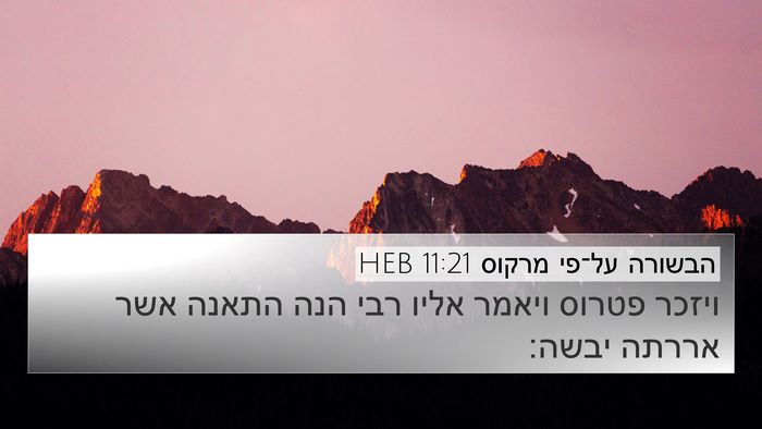 הבשורה על־פי מרקוס 11:21 HEB 4K Wallpaper - ויזכר פטרוס ויאמר אליו רבי - 4K Wallpaper Bible Verse